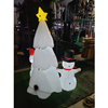 Opblaasfiguur - Kerstboom wit met sneeuwpop