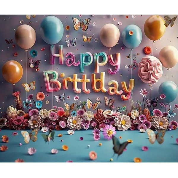 Photobooth achtergrond - Happy birthday ballonnen