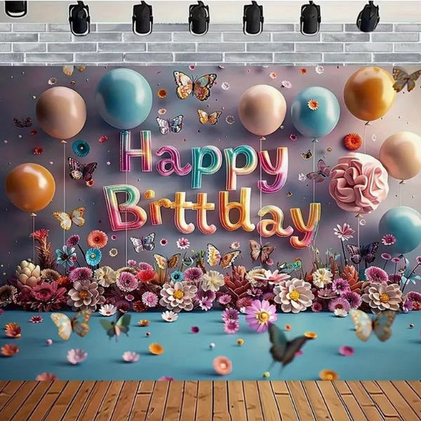 Photobooth achtergrond - Happy birthday ballonnen