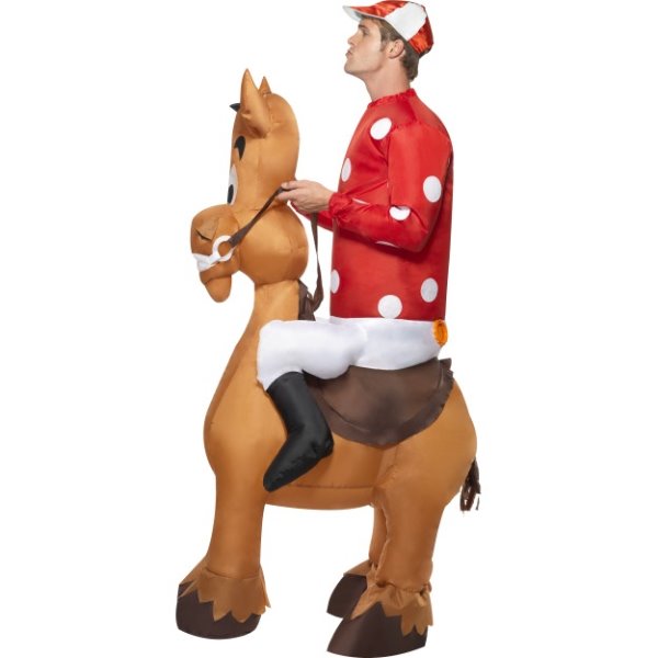 Mascottepak Opblaasbaar kostuum - Jockey met paard
