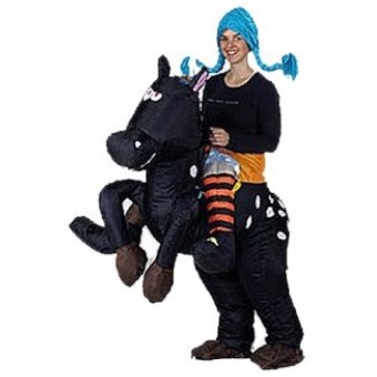 Mascottepak Opblaasbaar kostuum - Paard zwart