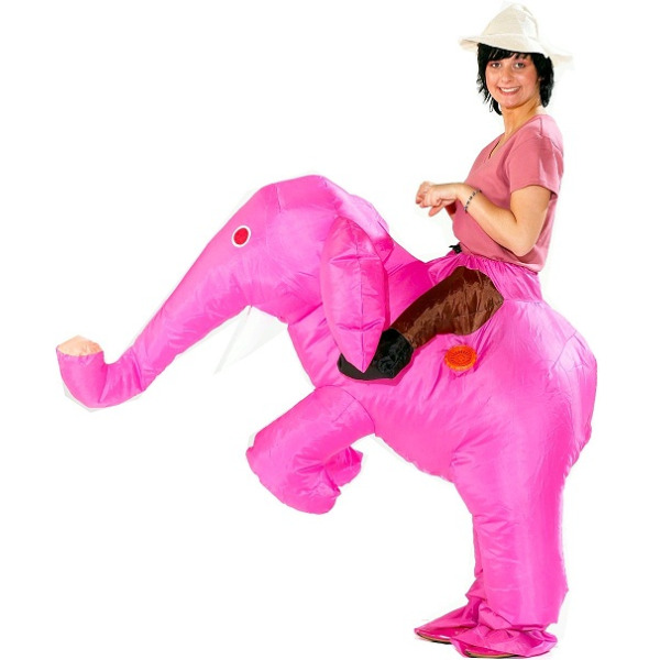 Ook spoel harpoen Mascottepak Opblaasbaar kostuum - Roze olifant