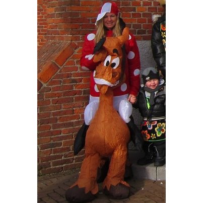 Mascottepak Opblaasbaar kostuum - Jockey met paard