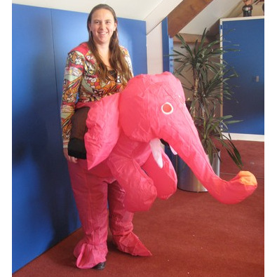 Mascottepak Opblaasbaar kostuum - Roze olifant
