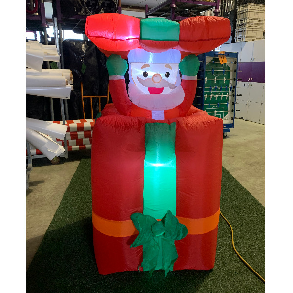 Opblaasfiguur - Kerstman kiekeboe - cadeautje (interactief)