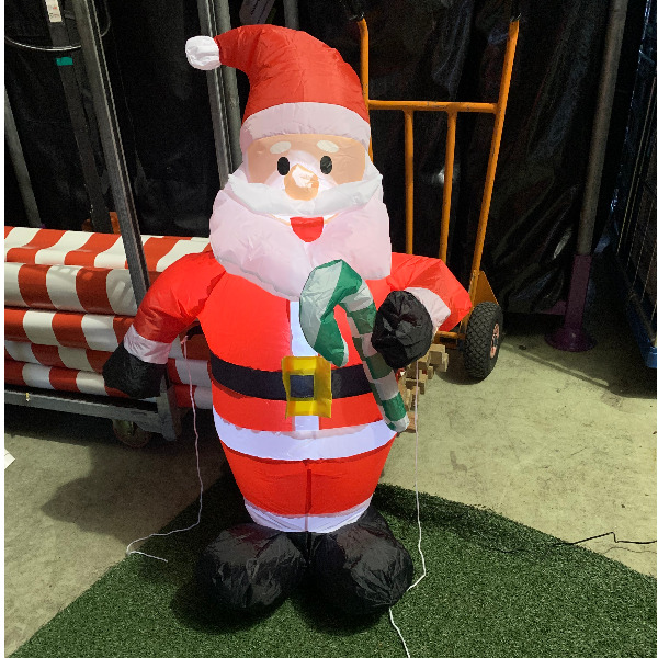 Opblaasfiguur - Kerstman met zuurstok 1,35m