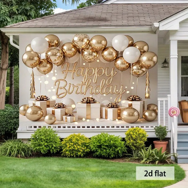 Photobooth achtergrond - Happy birthday gold