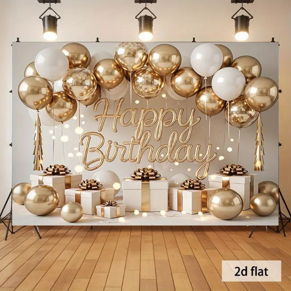 Photobooth achtergrond - Happy birthday gold