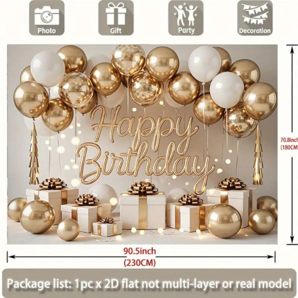 Photobooth achtergrond - Happy birthday gold