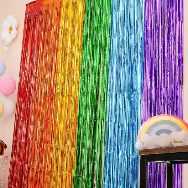 Photobooth achtergrond - Multicolor folie streamers 2x2m