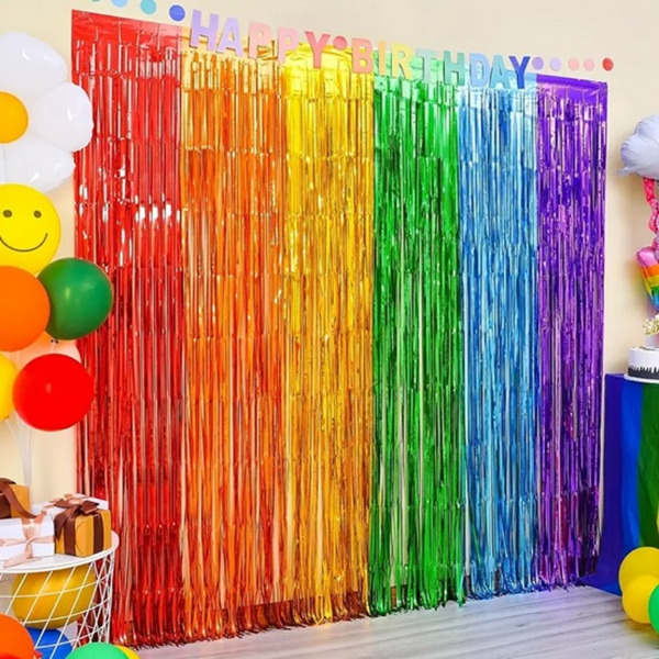 Photobooth achtergrond - Multicolor folie streamers 2x2m
